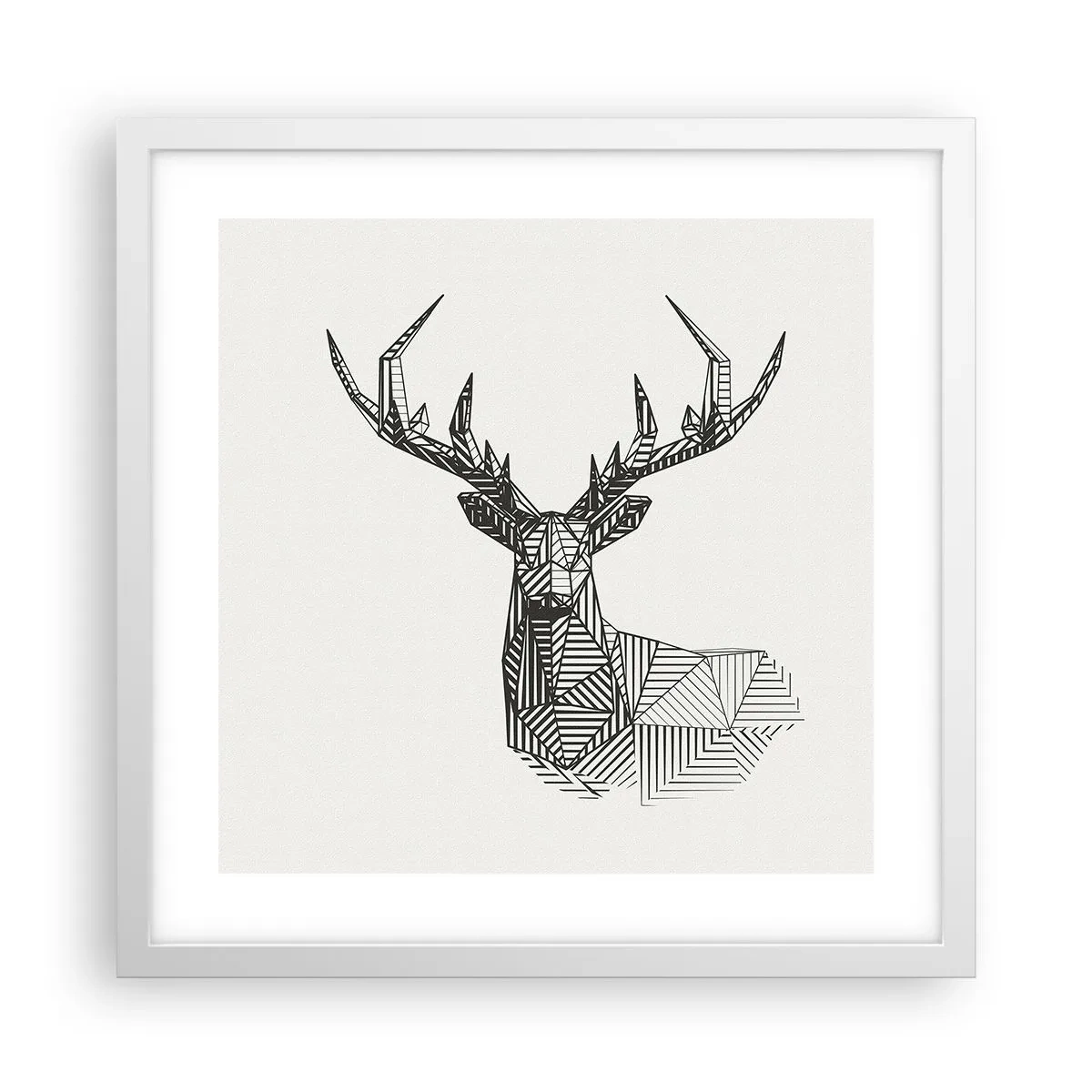 Affiche dans un cadre blanc - Poster - Cerf dans un style cubique - 40x40 cm