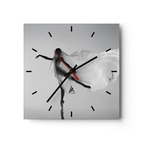 Horloge murale - Pendule murale - Une danseuse dans une pose éthérée avec un tissu fluide - 30x30cm - Légèreté et grâce - Décoration murale moderne pour le salon et la chambre ARTTOR