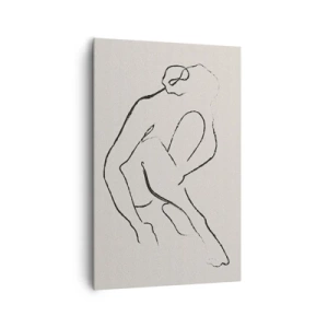 Impression sur toile - Image sur toile - Une silhouette minimaliste en noir sur fond clair - 80x120cm - Croquis intime - Décoration murale moderne pour le salon et la chambre ARTTOR