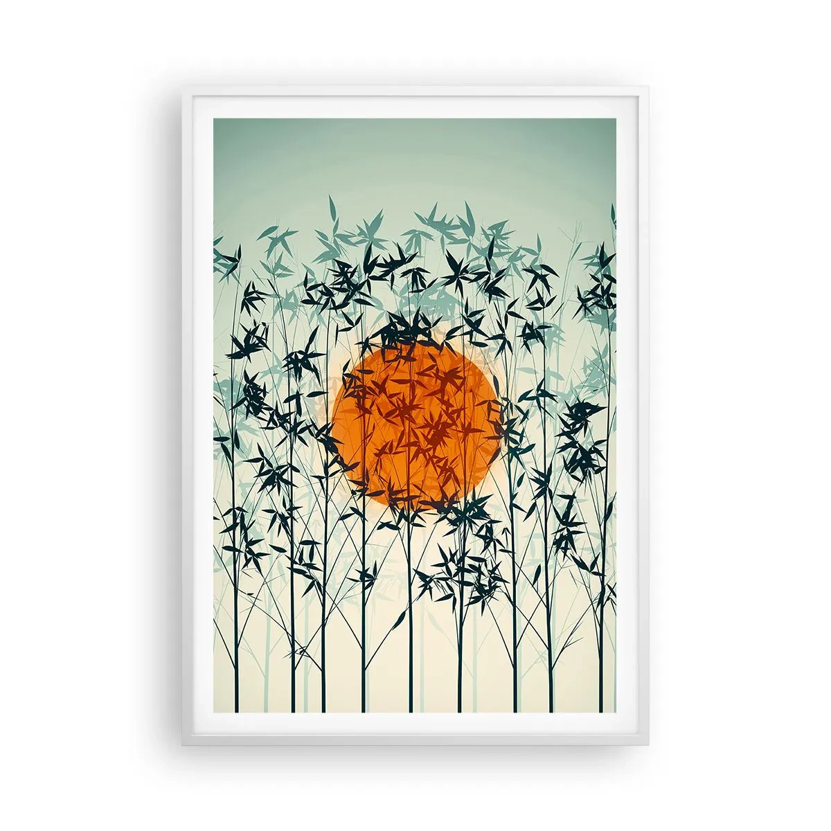 Affiche dans un cadre blanc - Poster - Soleil japonnais - 70x100 cm