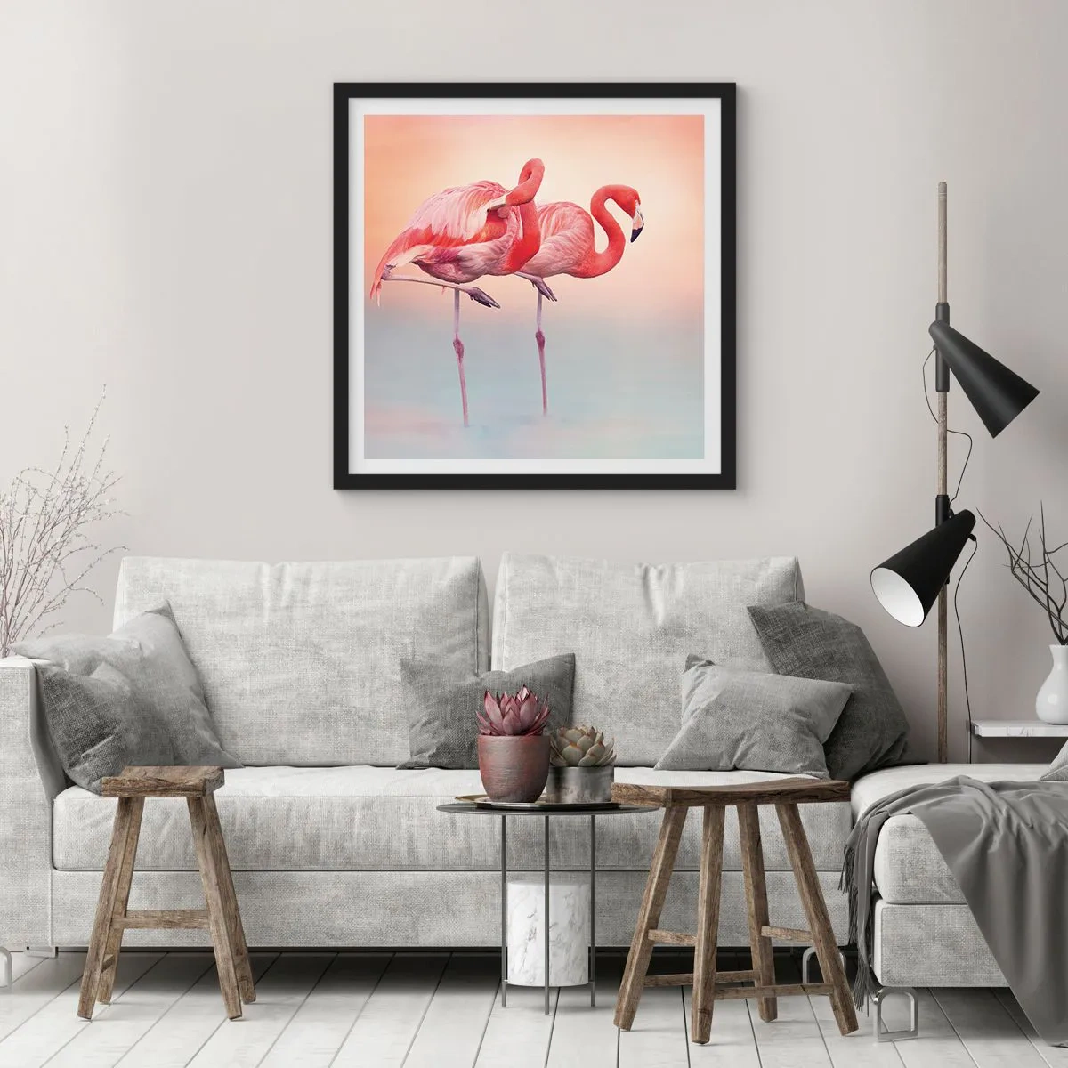 Affiche dans un cadre noir - Poster - Dans les couleurs du soleil couchant - 40x40 cm