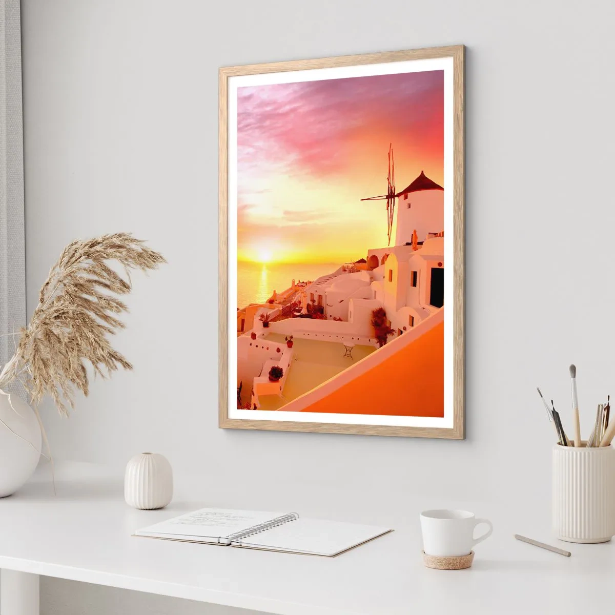 Affiche dans un chêne clair - Poster - Fondre en blanc et or - 30x40 cm