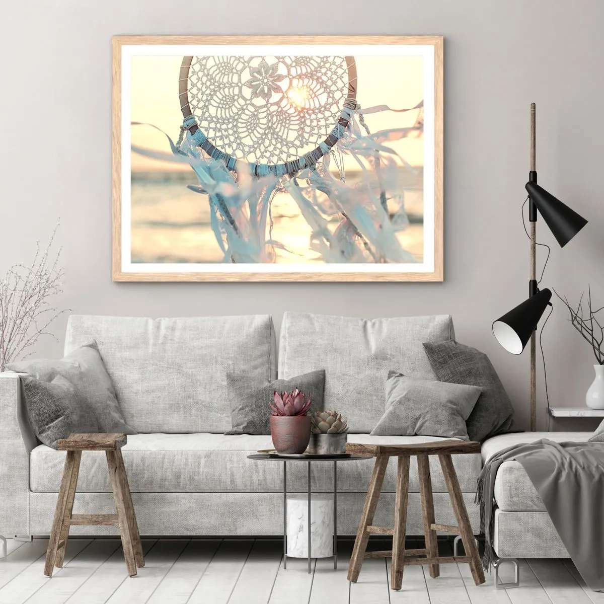 Affiche dans un chêne clair - Poster - Totem en dentelle - 40x30 cm