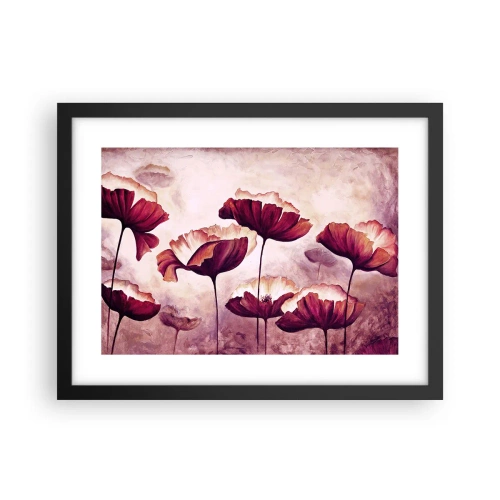 Affiche dans un cadre noir - Poster - Pétale rouge et blanc - 40x30 cm