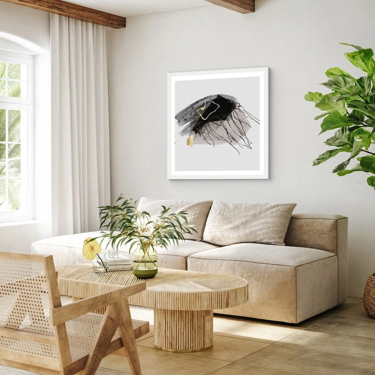 Affiche dans un cadre blanc - Poster - En noir et en or - 30x30 cm