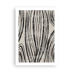 Affiche - Poster - Lignes noires abstraites sur fond beige - 50x70cm - Ligne de marécage - Décoration murale moderne pour le salon et la chambre ARTTOR