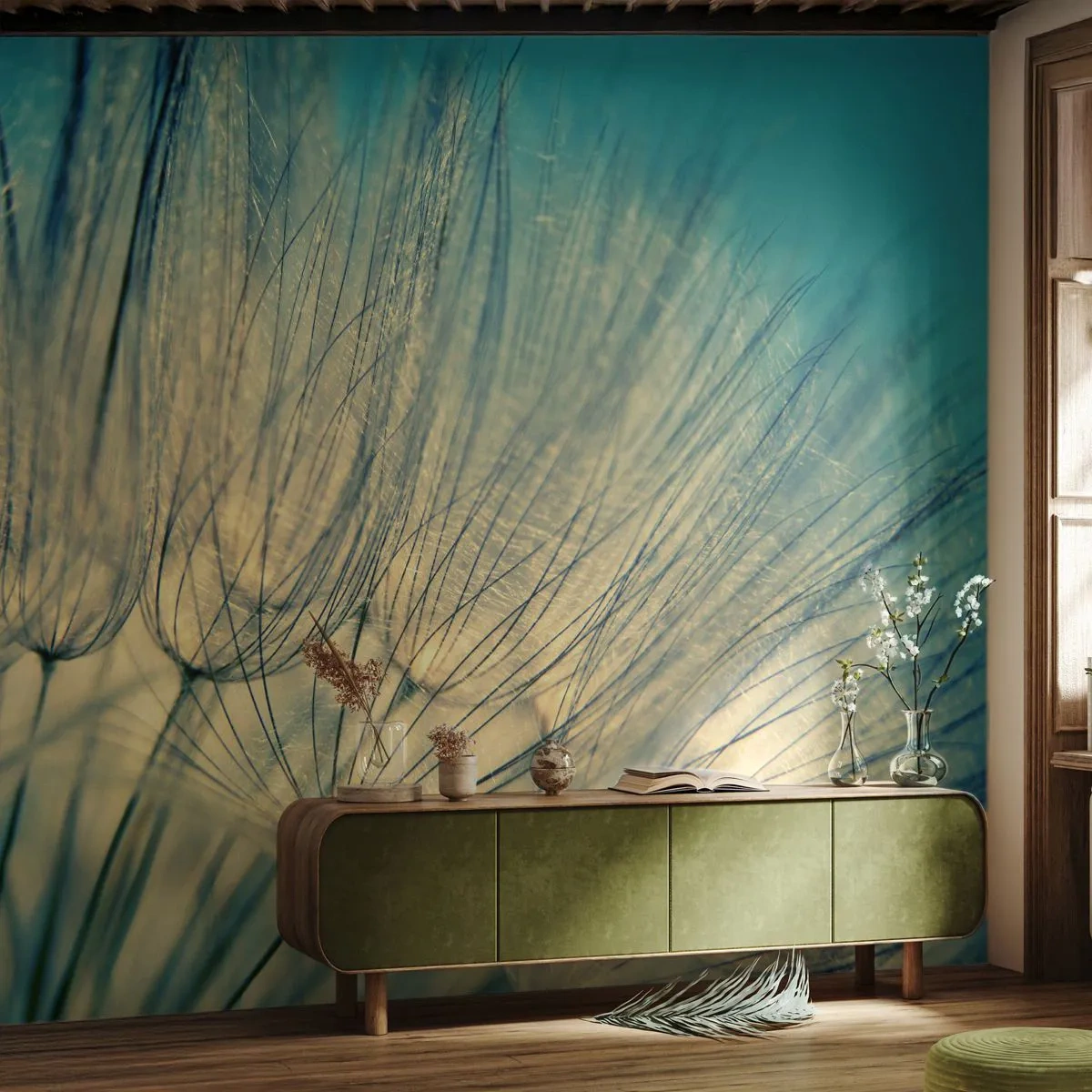 Papier Peint Photo Premium Canvas - En attente du vent - Pissenlit, Prairie, Nature - 200x140 cm