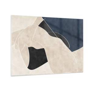 Impression sur verre - Image sur verre - Abstraction moderne aux formes et lignes contrastées - 70x50cm - Composition abstraite - contraste de couleurs - Décoration murale moderne pour le salon et la chambre ARTTOR