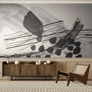 Papier Peint Autocollant Deluxe Sticker - Abstraction organique noir et blanc - Abstraction, Moderne, Morceau - 400x280 cm
