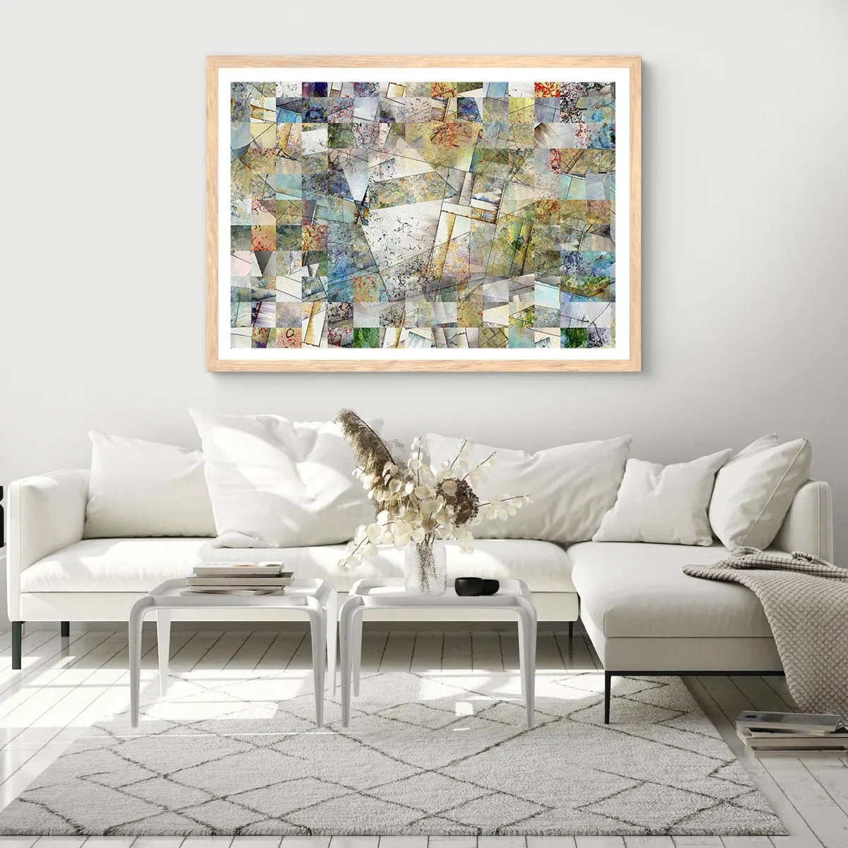 Affiche dans un chêne clair - Poster - Remaniement géométrique - 40x30 cm