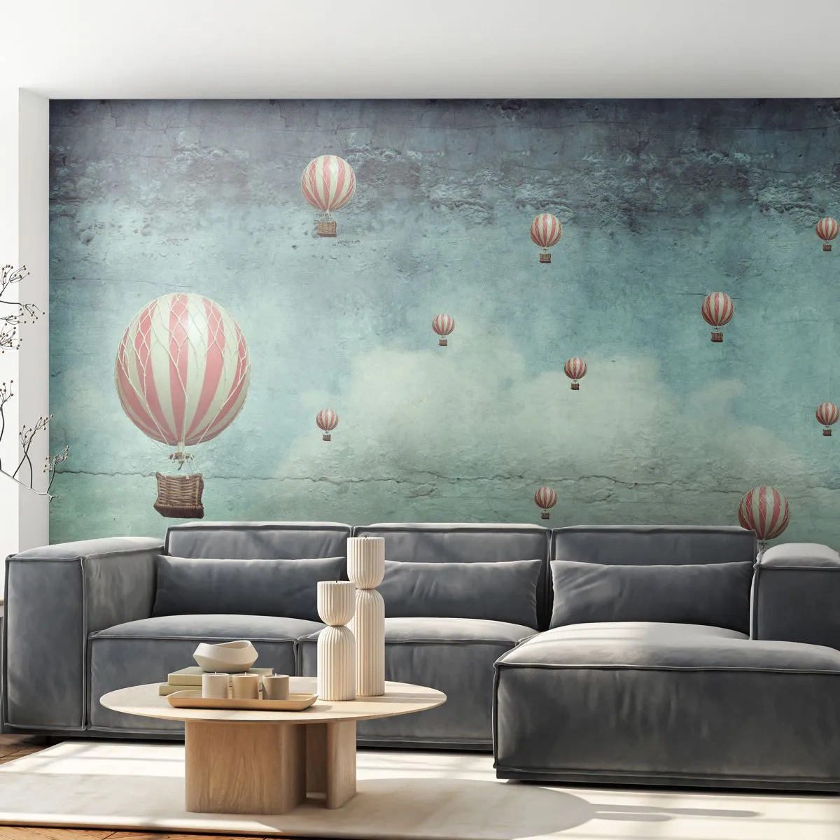Papier Peint Photo Premium Sand - Libre de l'agitation de la vie - Abstraction, Voyage, Vol en montgolfière - 150x105 cm