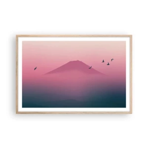 Affiche dans un chêne clair - Poster - Des pèlerins au dessus des nuages - 91x61 cm