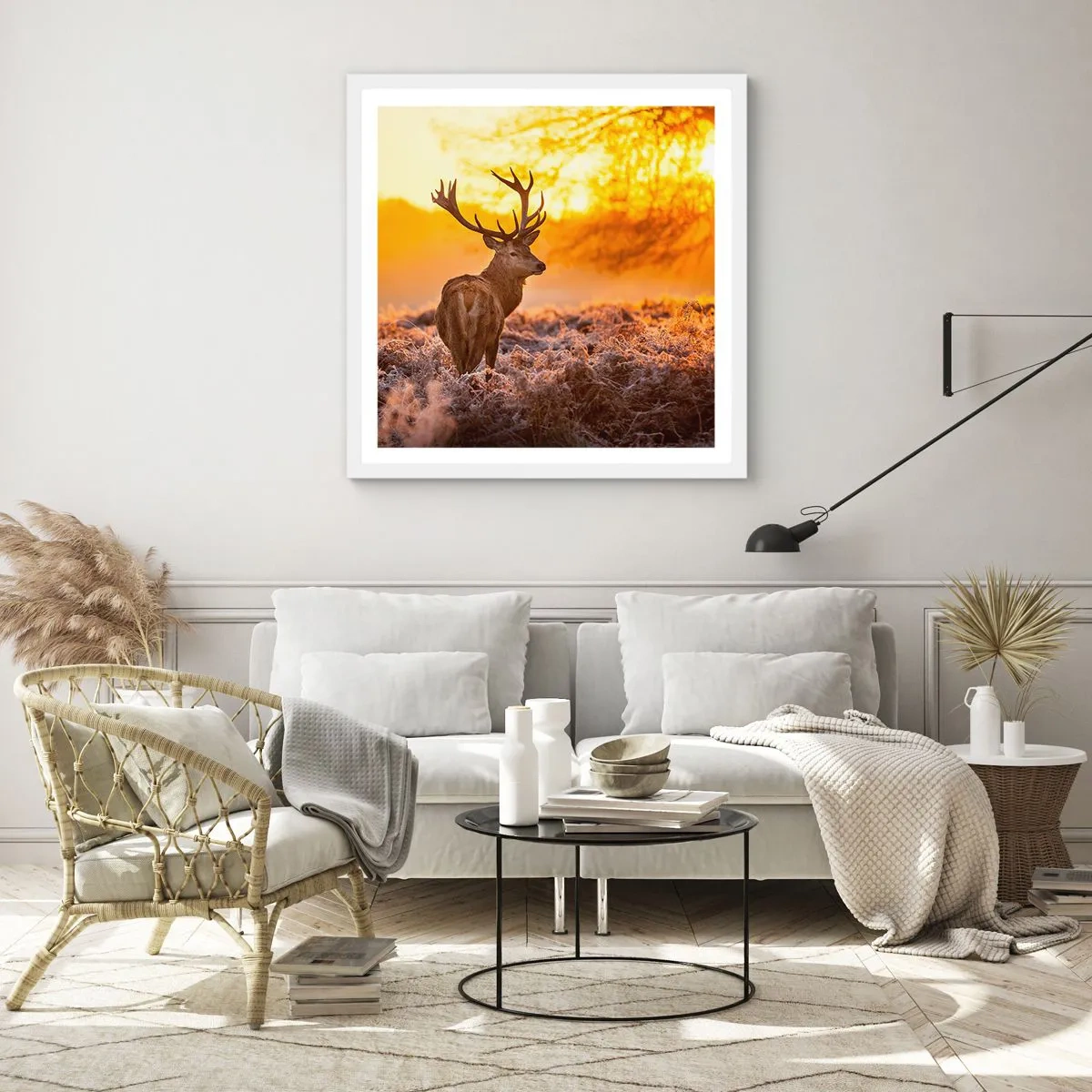 Affiche dans un cadre blanc - Poster - Roi de la forêt automnal - 30x30 cm