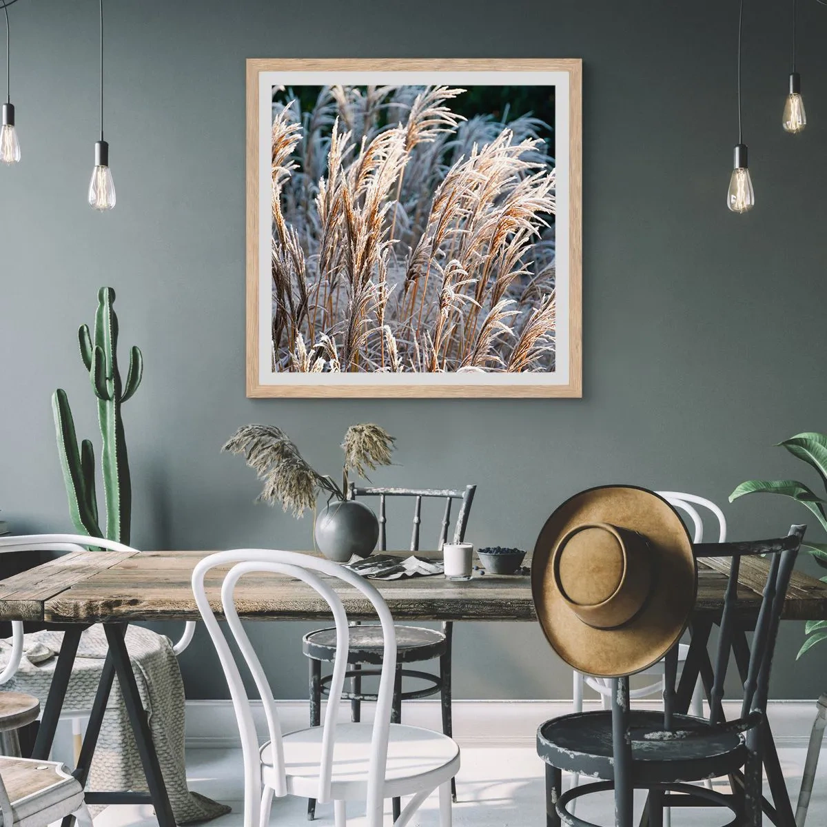 Affiche dans un chêne clair - Poster - Habillé de givre - 30x30 cm