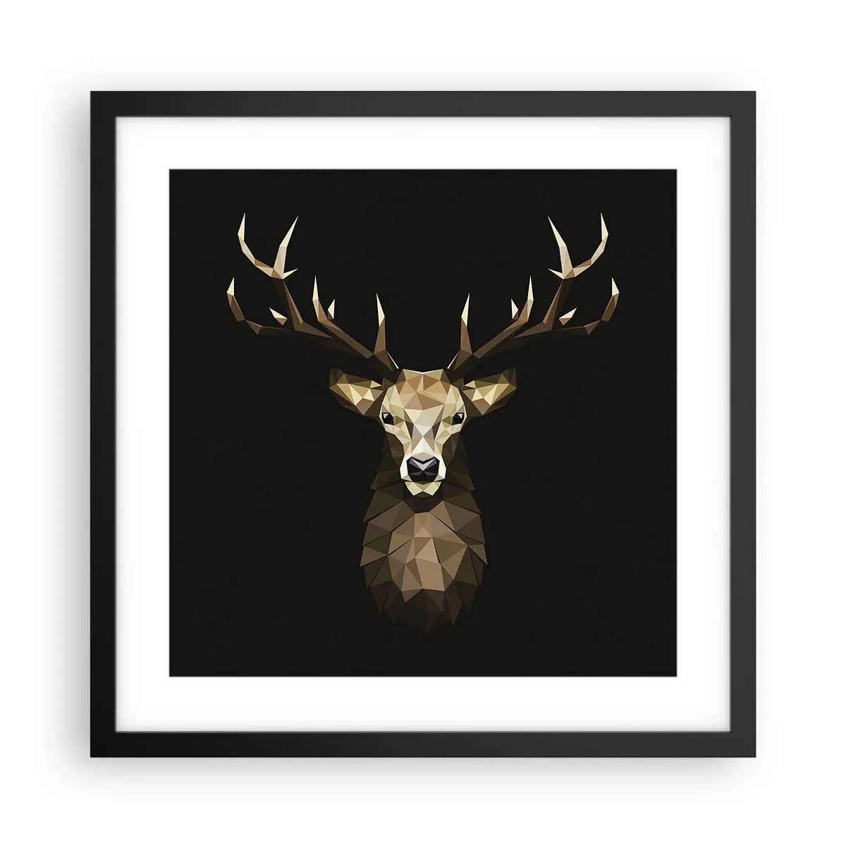 Affiche dans un cadre noir - Poster - Cerf cubique - 40x40 cm