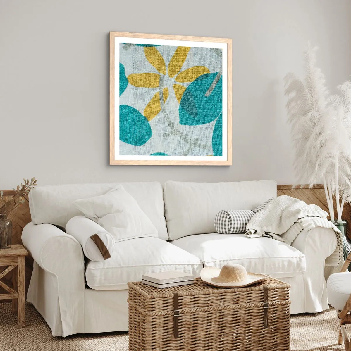 Affiche dans un chêne clair - Poster - Wśród lazurowych liści - 50x50 cm