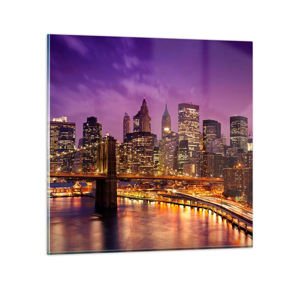 Impression sur verre - Image sur verre - Manhathann or violet - 30x30 cm