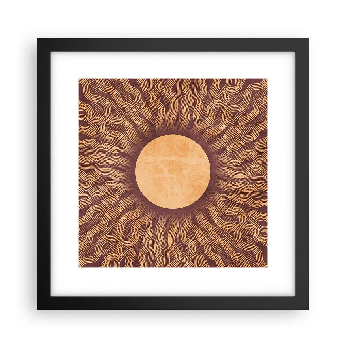 Affiche dans un cadre noir - Poster - Icône du soleil - 30x30 cm