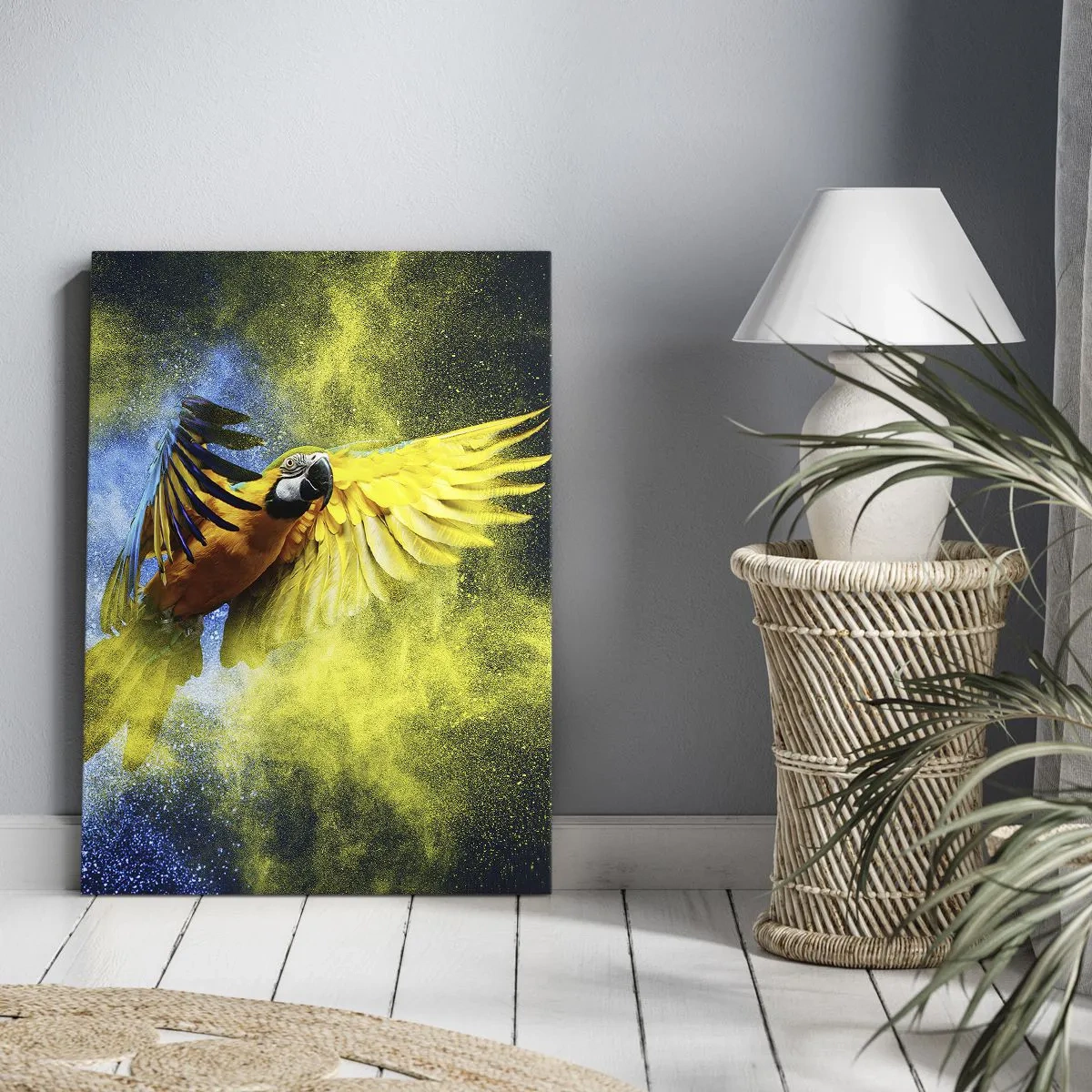 Impression sur toile - Image sur toile - Dans la poussière bleue et dorée - 65x120 cm