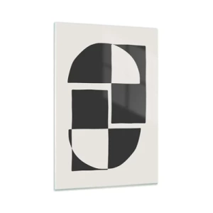 Impression sur verre - Image sur verre - Formes géométriques abstraites en noir et blanc - 80x120cm - Antithèse - Synthèse - Décoration murale moderne pour le salon et la chambre ARTTOR
