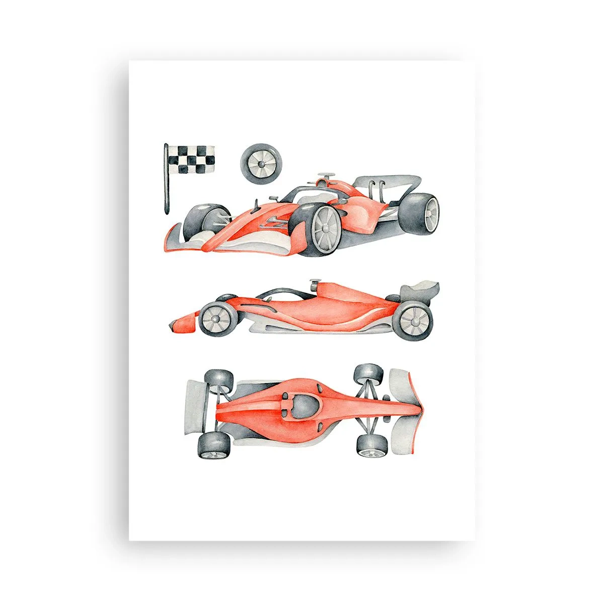 Affiche - Poster - Illustration à l'aquarelle d'une voiture de course - 50x70cm - poursuis ton rêve - Décoration murale moderne pour le salon et la chambre ARTTOR