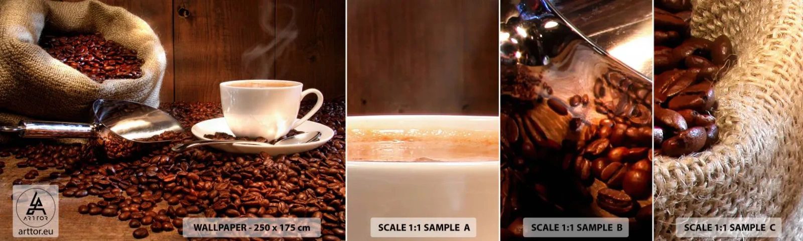 Échantillon De Papier Peint Standard Eco - Sentez-vous cette odeur? - Grains de café, Arôme, La gastronomie - 100x30 cm