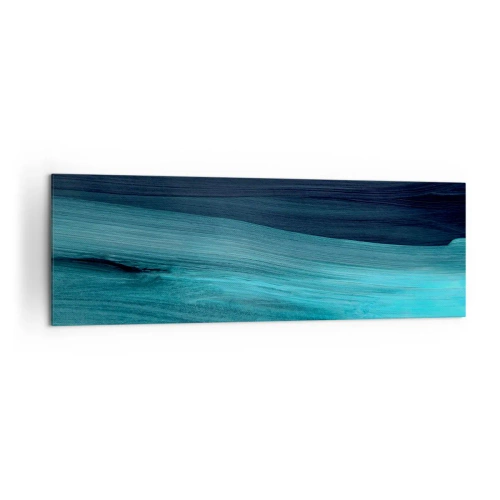 Impression sur toile - Image sur toile - De subtiles vagues abstraites dans des tons bleus foncés - 160x50cm - Suivez le courant - Décoration murale moderne pour le salon et la chambre ARTTOR