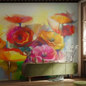 Papier Peint Photo Standard Eco - Pas seulement rouge - Fleurs, Coquelicots, Jardin - 350x256 cm