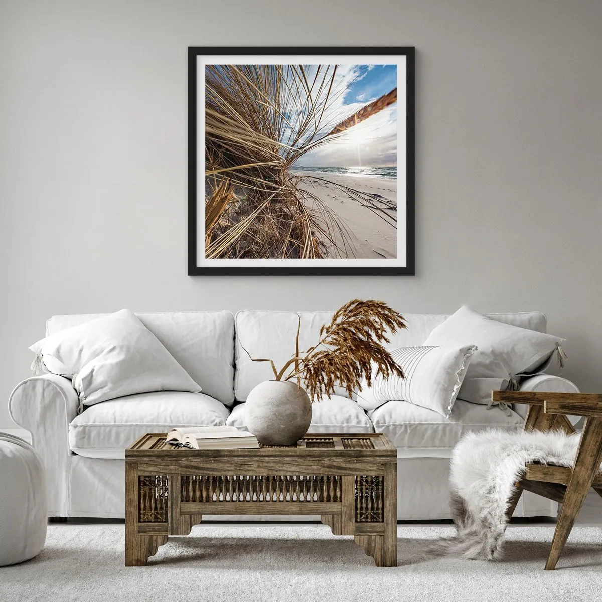 Affiche dans un cadre noir - Poster - Rencontre des éléments - 50x50 cm