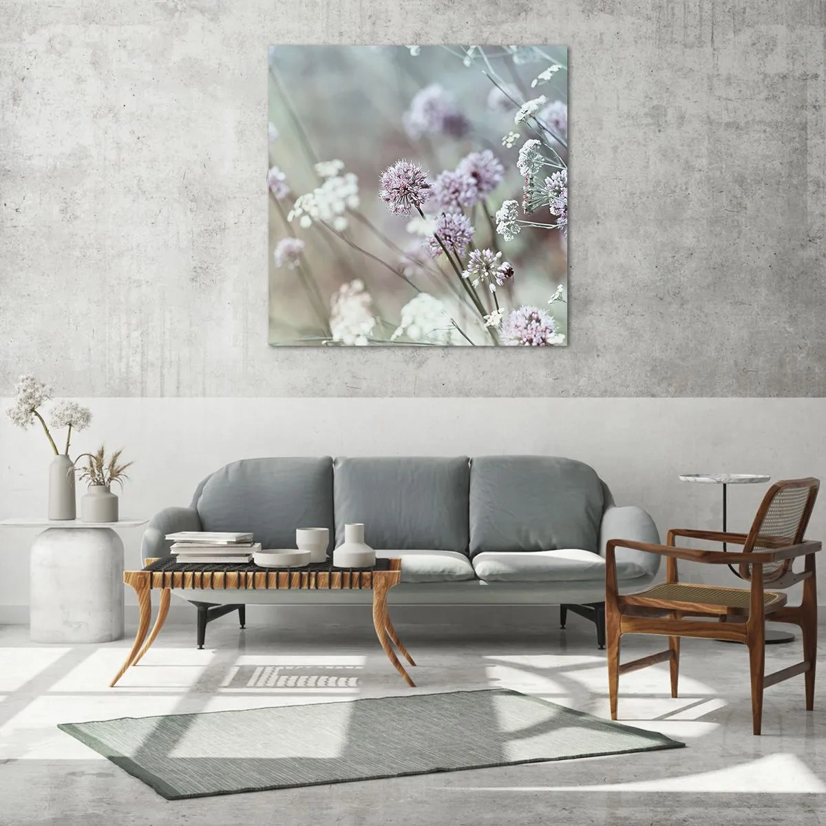 Impression sur verre - Image sur verre - Herbes douces en filigrane - 30x30 cm