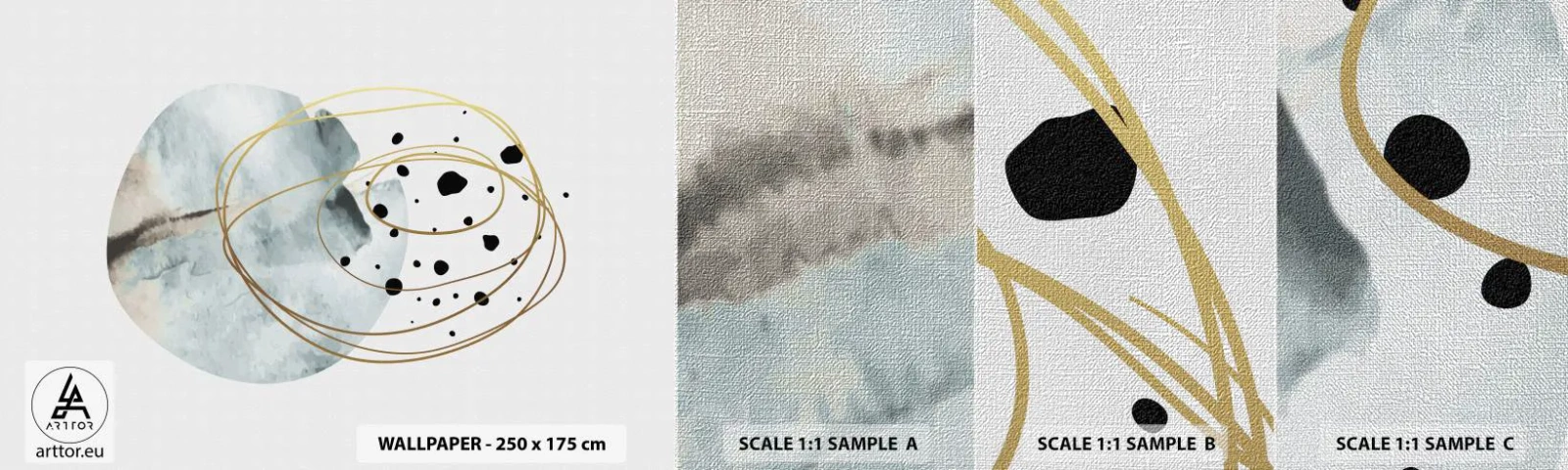 Échantillon de Papier Peint Premium Canvas - Emmêlement de l'espace - Abstraction, Morceau, Modèle moderne - 100x30 cm