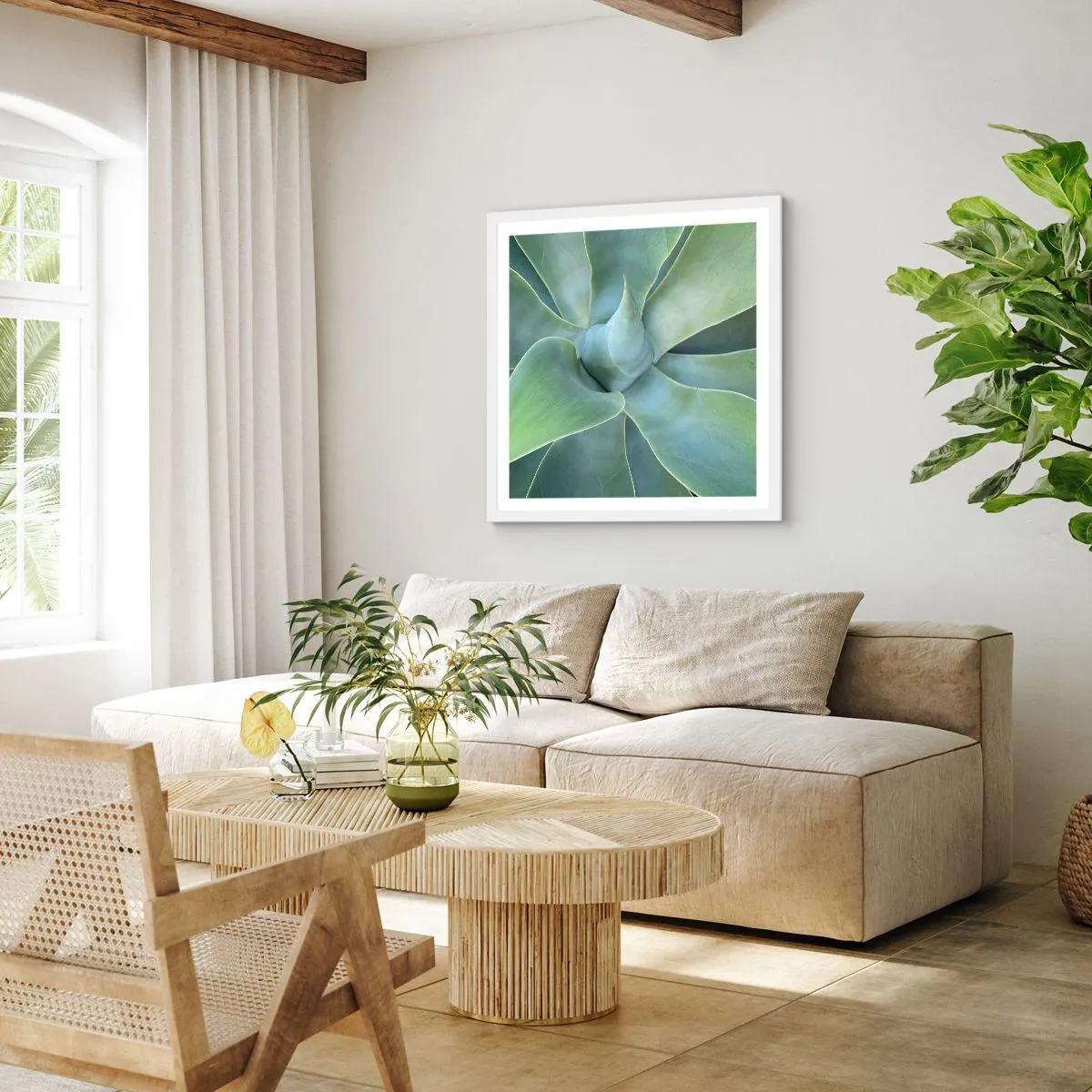 Affiche dans un cadre blanc - Poster - La naissance de la verdure - 60x60 cm