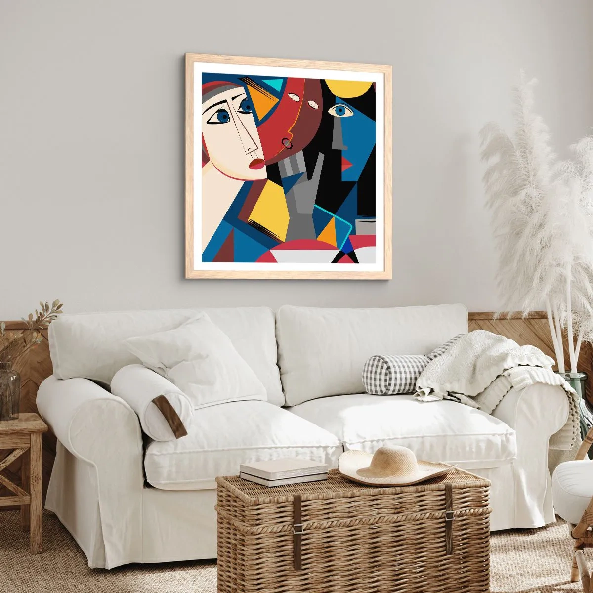 Affiche dans un chêne clair - Poster - Une conversation entre cubistes - 60x60 cm