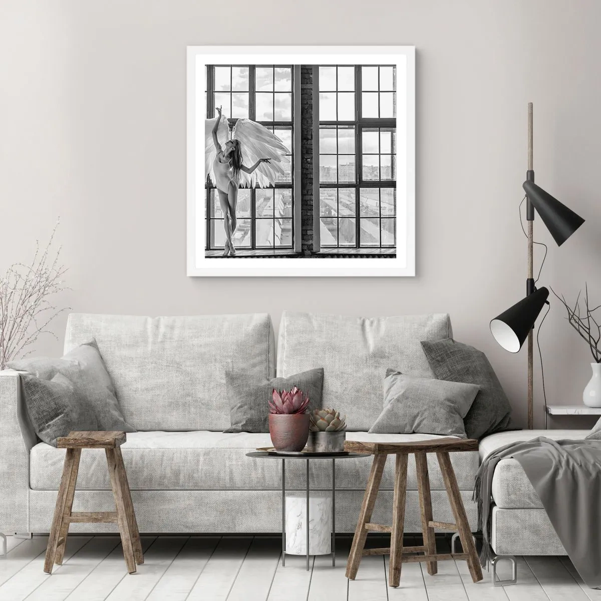 Affiche dans un cadre blanc - Poster - La ville des anges? - 50x50 cm