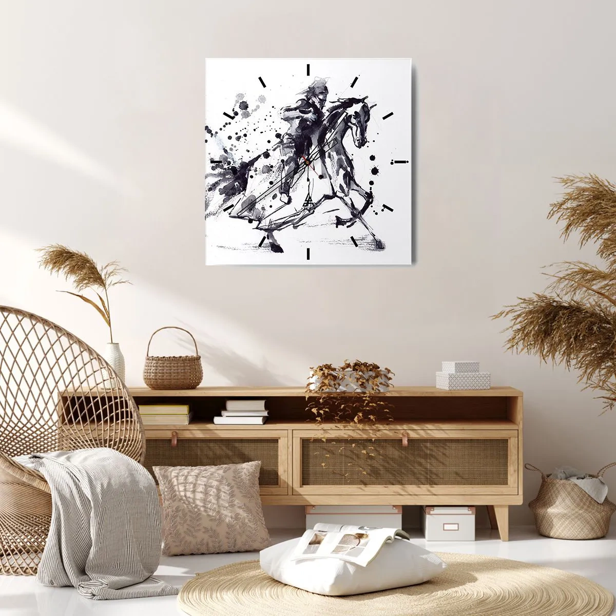 Horloge murale - Pendule murale - Chevalier noir - 40x40 cm