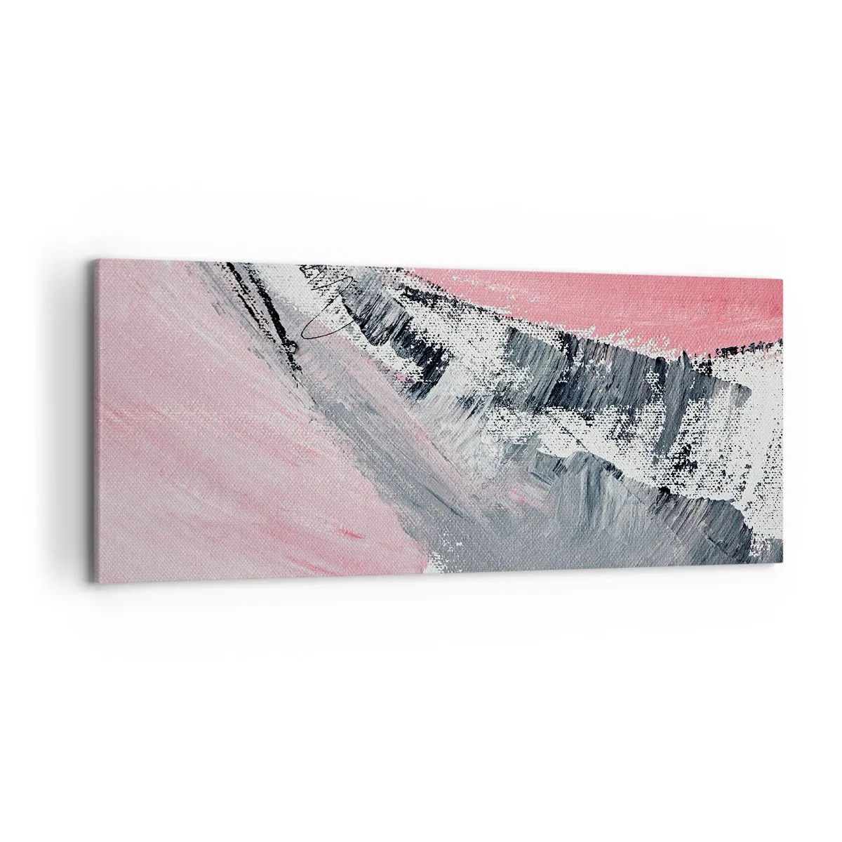 Impression sur toile - Image sur toile - Une composition abstraite dans les tons de rose et de gris. - 120x50cm - Composition assortie - Décoration murale moderne pour le salon et la chambre ARTTOR
