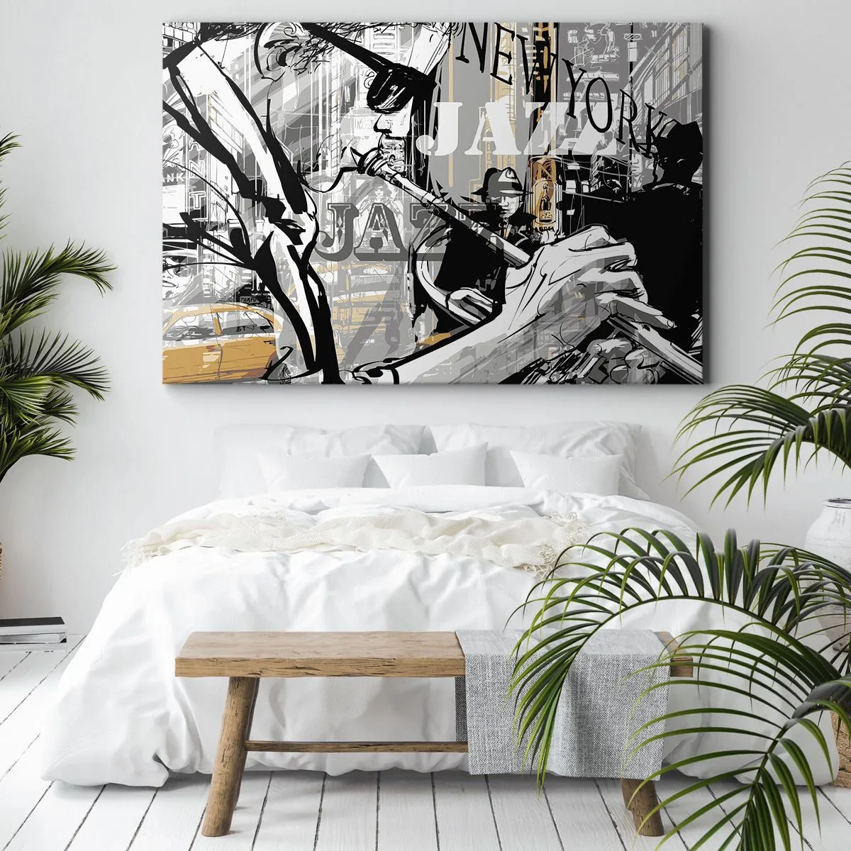 Impression sur toile - Image sur toile - Scène jazz new-yorkaise - 120x80cm - Au rythme de New York - Décoration murale moderne pour le salon et la chambre ARTTOR