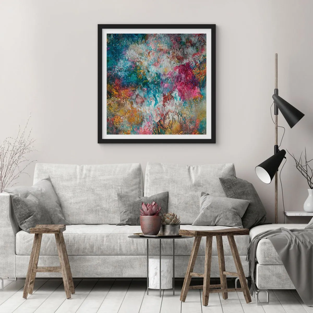 Affiche dans un cadre noir - Poster - En pleine floraison - 60x60 cm