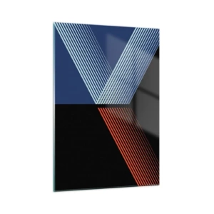 Impression sur verre - Image sur verre - Une composition géométrique moderne avec des lignes et un contraste de couleurs. - 50x70cm - Histoire simple - Décoration murale moderne pour le salon et la chambre ARTTOR