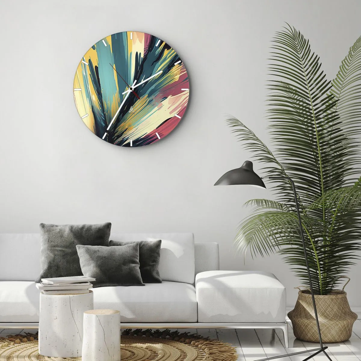 Horloge murale - Pendule murale - Composition – une explosion de joie - 30x30 cm