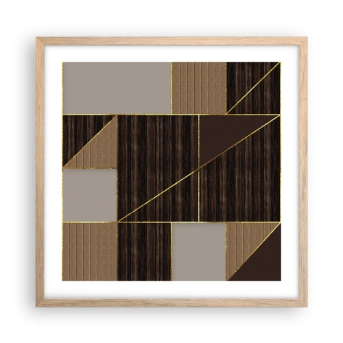 Affiche dans un chêne clair - Poster - Mozaique de bronze et d'or - 50x50 cm