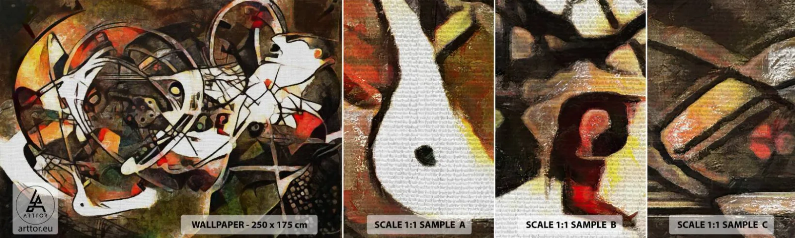 Échantillon de Papier Peint Autocollant Deluxe Sticker - Vous entendez le mouvement ? - Abstraction, Cubisme, Morceau - 100x30 cm