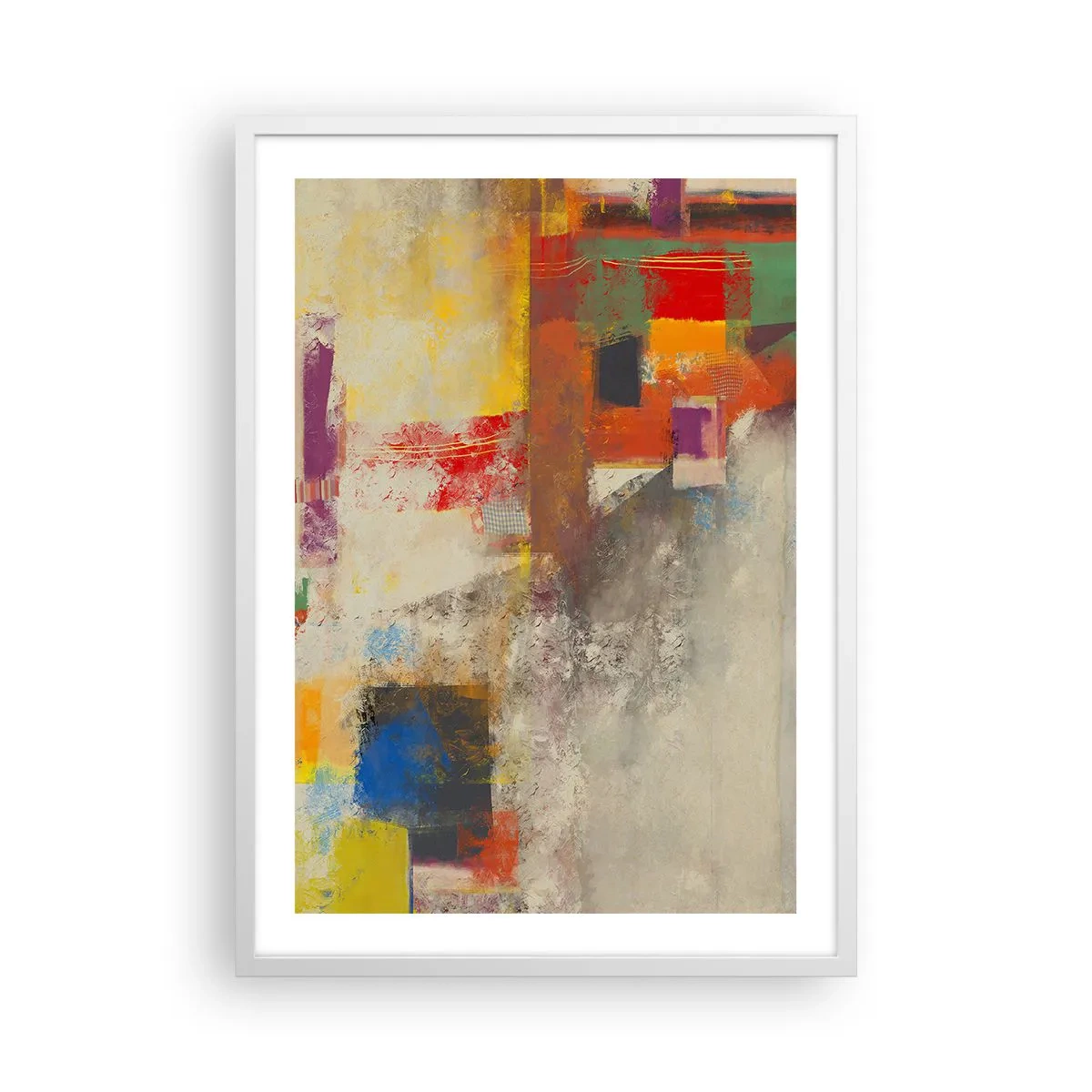 Affiche dans un cadre blanc - Poster - Géométrie des couleurs - 50x70 cm
