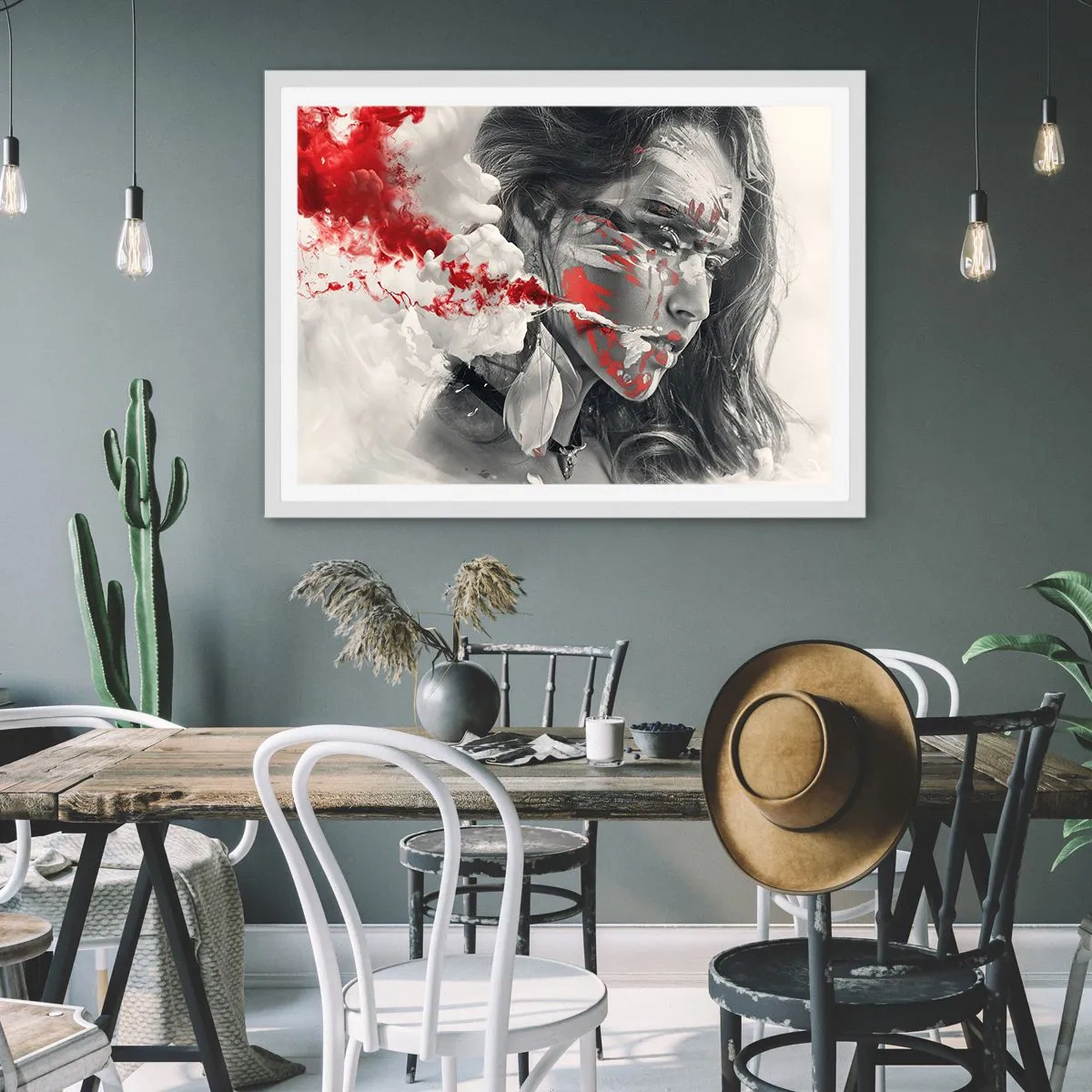 Affiche dans un cadre blanc - Poster - Dans les fumées de l'absurde - 40x30 cm