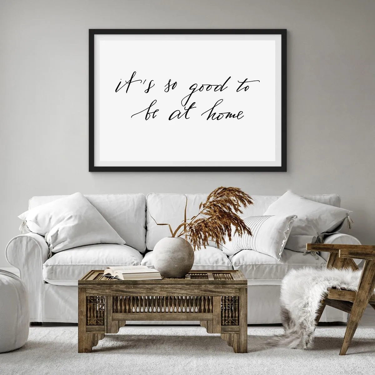 Affiche dans un cadre noir - Poster - Lettrage de style calligraphique sur fond blanc - 100x70cm - Toute la vérite - Décoration murale moderne pour le salon et la chambre ARTTOR