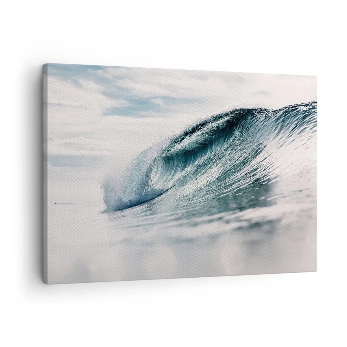 Impression sur toile - Image sur toile - Une vague de mer capturée dans un moment dynamique contre le ciel - 70x50cm - Pic d'eau - Décoration murale moderne pour le salon et la chambre ARTTOR
