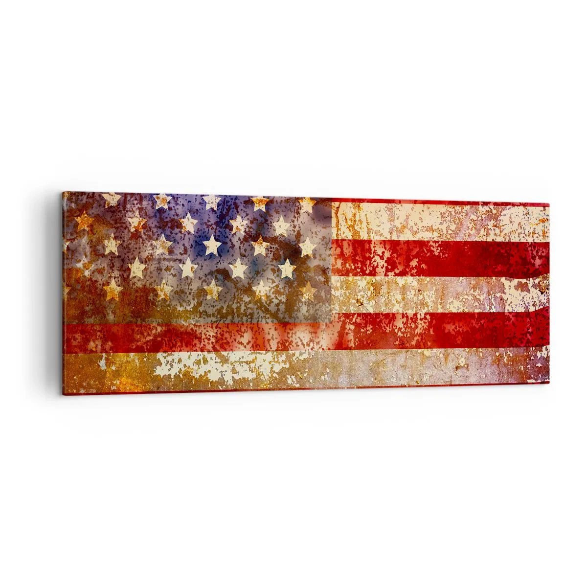 Impression sur toile - Image sur toile - Drapeau américain stylisé avec un effet vieilli - 140x50cm - La gloire ne s'efface pas - Décoration murale moderne pour le salon et la chambre ARTTOR