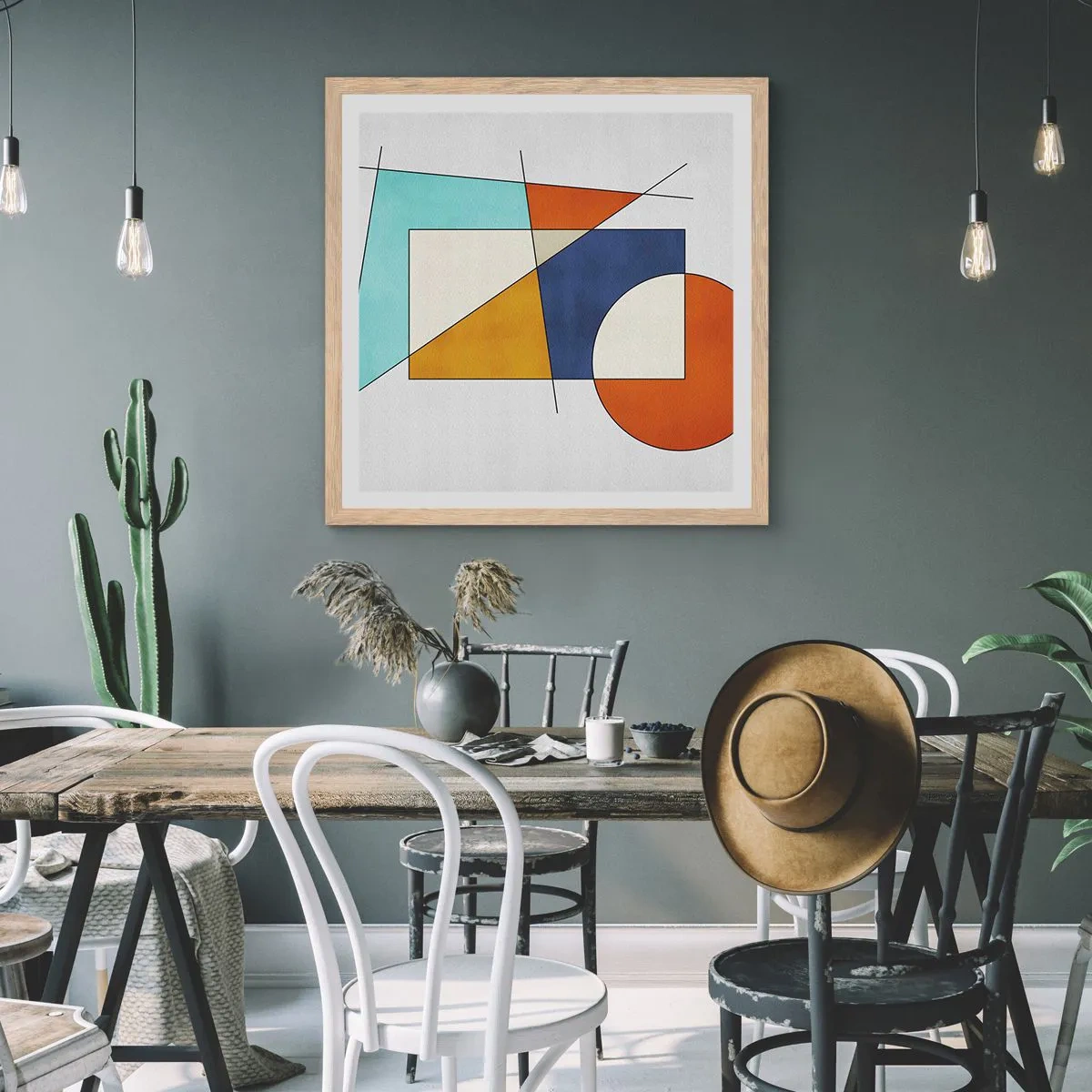 Affiche dans un chêne clair - Poster - Abstraction : plaisir moderniste - 40x40 cm