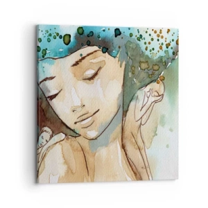 Impression sur toile - Image sur toile - Lady in blue - 70x70 cm