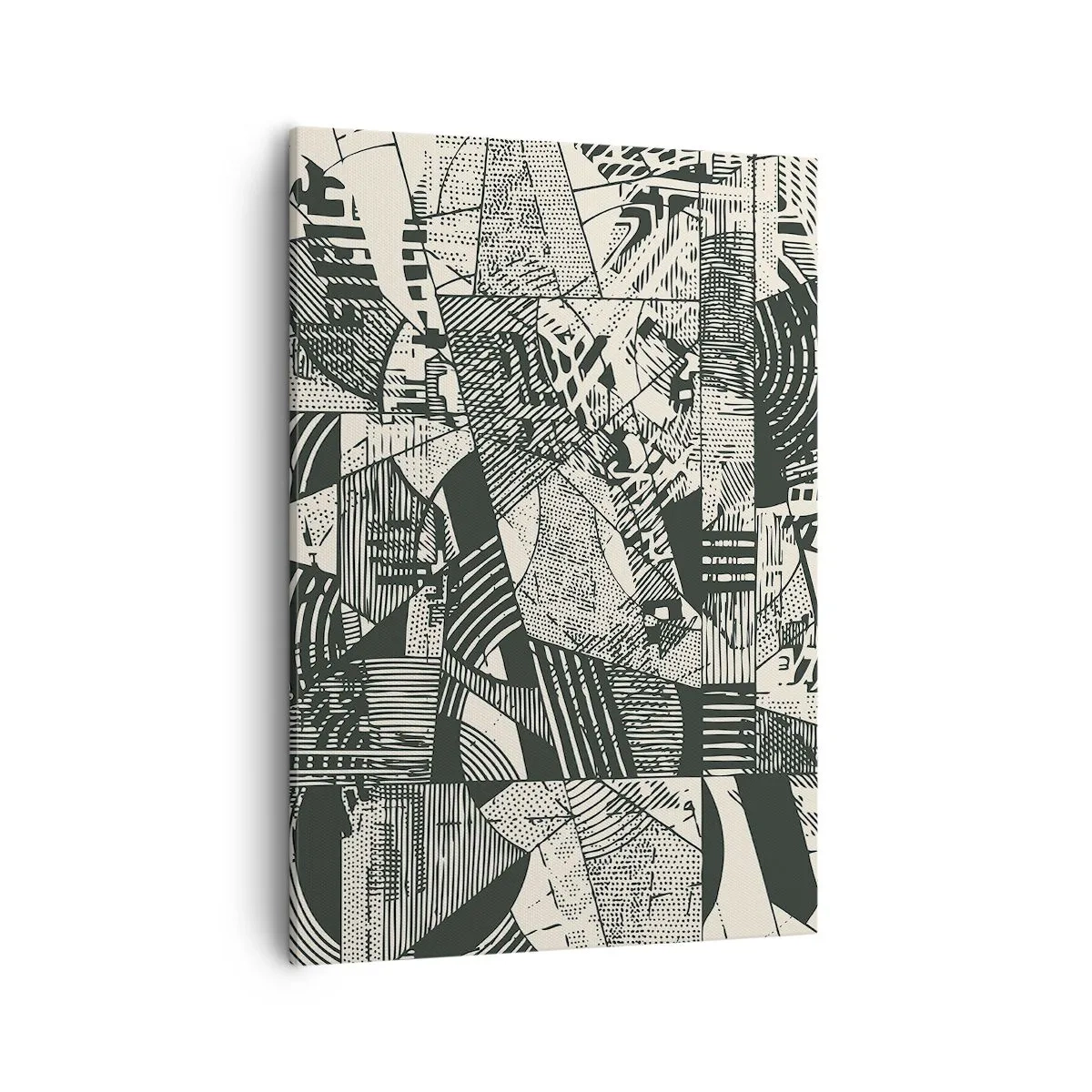 Impression sur toile - Image sur toile - Motifs géométriques abstraits dans des tons de vert sur fond clair - 50x70cm - Dynamique du modernisme - Décoration murale moderne pour le salon et la chambre ARTTOR